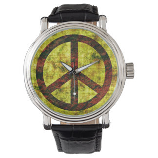 Montre Peace Watch Vintage bracelet en cuir noir