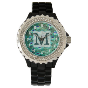 Montre Peacock Bird Feather Turquoise Turquoise Vintage W