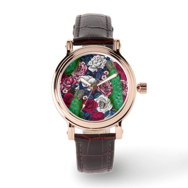 Montre Peacocks dans le jardin rose (Recto)