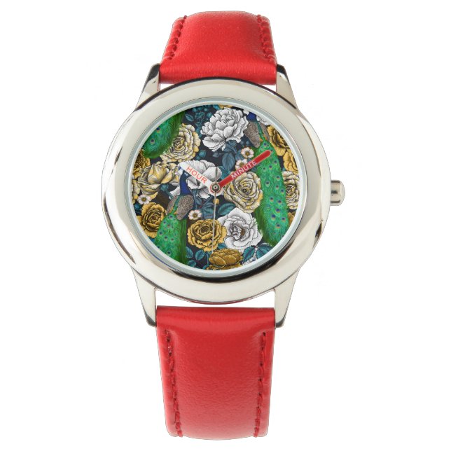 Montre Peacocks dans le jardin rose 3 (devant)