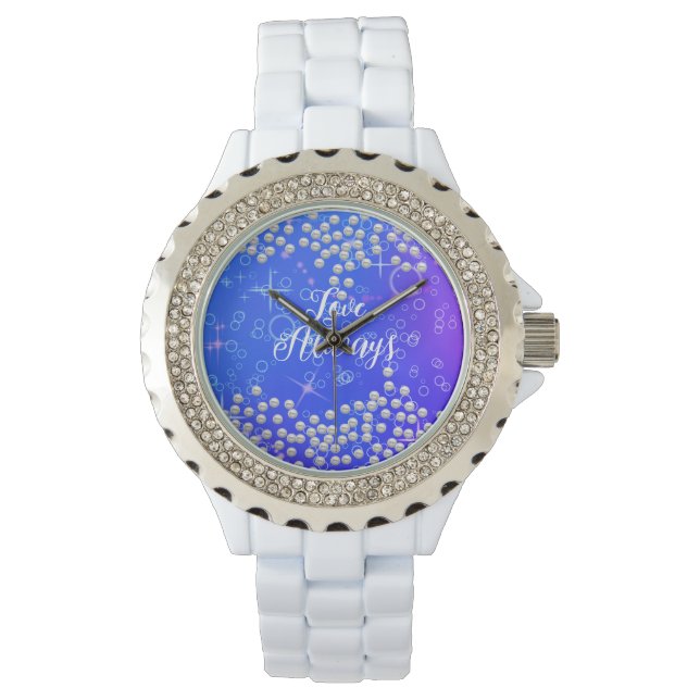 Montre Pearls romantiques Blue Purple eWatch (devant)