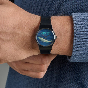 Montre Pêche au tarpon en eau salée avec monogramme