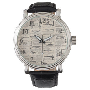 Montre Pêche vintage leures : pêcheur d'antiquité des ann