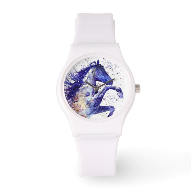 Montre Peinture à l'aquarelle de cheval artistique (Recto)