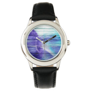 Montre Peinture Abstraite en bois bleu