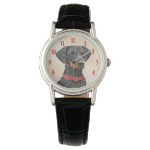 Montre Peinture allemande Pinscher peinture art animal or