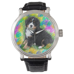 Montre Peinture aquarelle du chien de montagne bernois