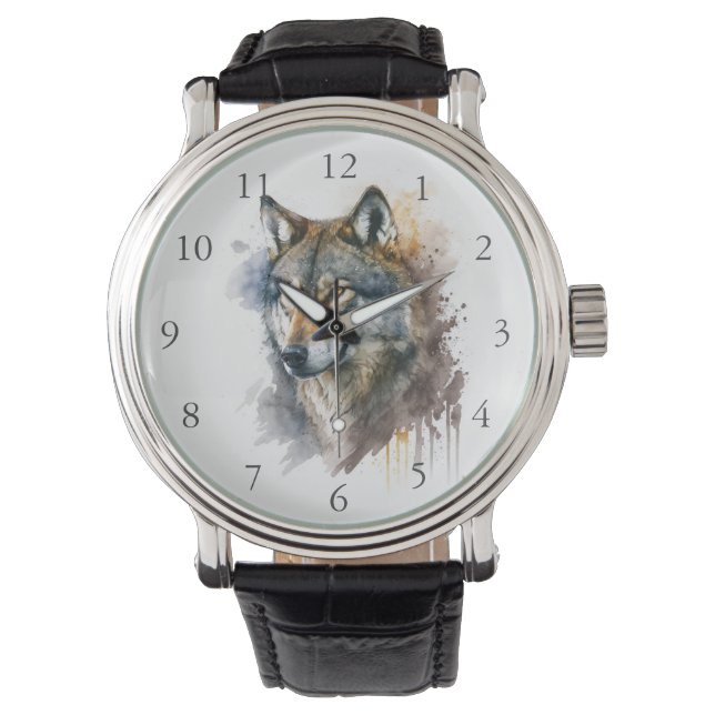 Montre Peinture aquarelle Wolf (devant)