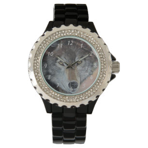 Montre Peinture cool de la faune du loup gris