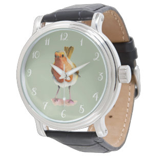 Montre Peinture d'aquarelle d'oiseau de Robin
