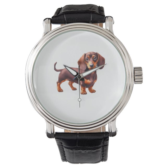 Montre Peinture de Dachshund - Peinture d'aquarelle de ch (devant)