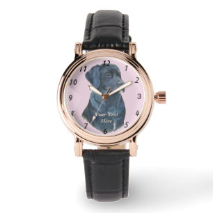 Montre peinture de portrait de chien de Labrador noir