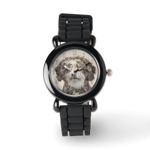 Montre Peinture espagnole de chien d'eau - jolie art orig
