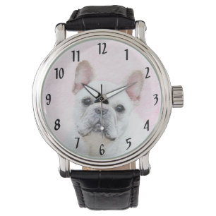 Montre Peinture française de Bulldog (Crème/Blanc) - Art