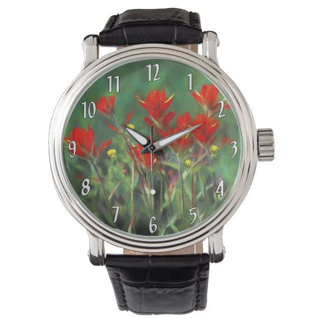 Montre Peinture indienne de pinceau - Art Fleur original (devant)