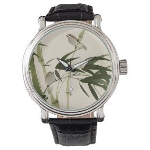 Montre Peinture orientale de style, branches en bambou