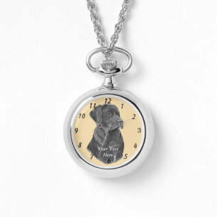 Montre peinture réaliste de portrait de chien noir de