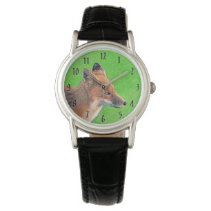 Montre Peinture Red Fox - Art original de la faune