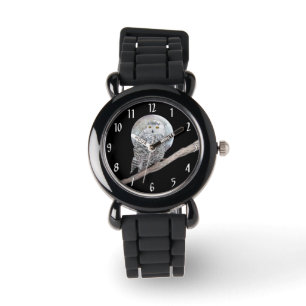 Montre Peinture sur la Chouette neigeuse et la Lune - Art