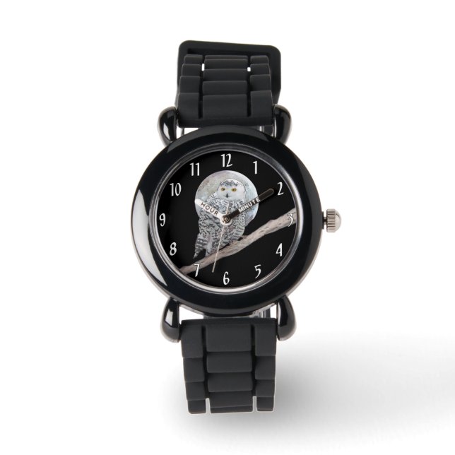 Montre Peinture sur la Chouette neigeuse et la Lune - Art (Recto)
