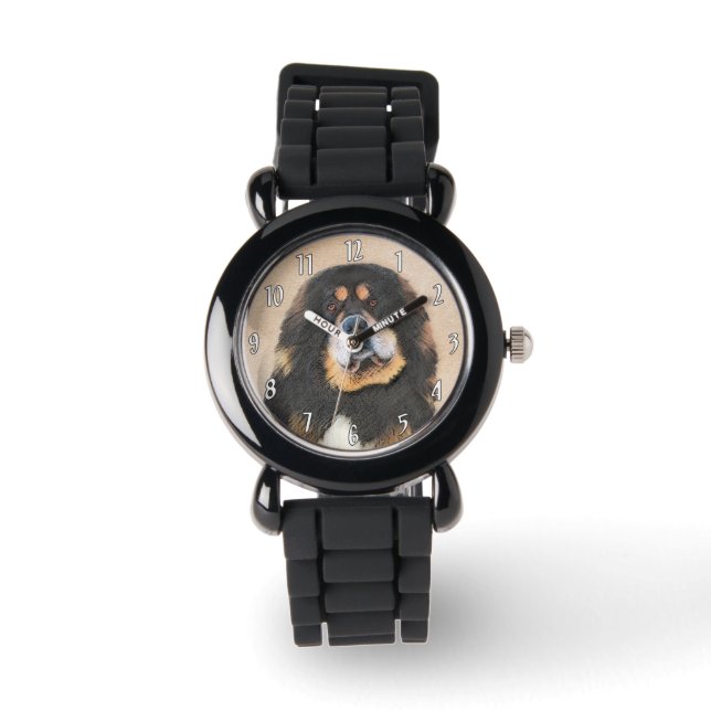 Montre Peinture Tibétaine Mastiff - Joli art original chi (Recto)