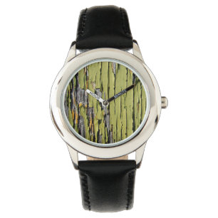 Montre Peinture verte Peinture sur bois de grange Patiné