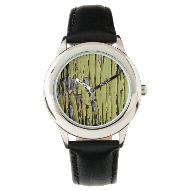 Montre Peinture verte Peinture sur bois de grange Patiné (devant)