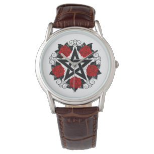 Montre Pentagramme aux roses rouges