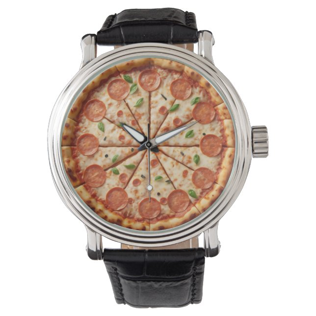 Montre Pepperoni Pizza Horloge - Saucage tenir les numéro (devant)