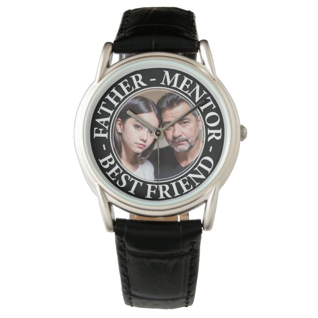 Montre Père, mentor et meilleur ami, image personnalisabl (devant)