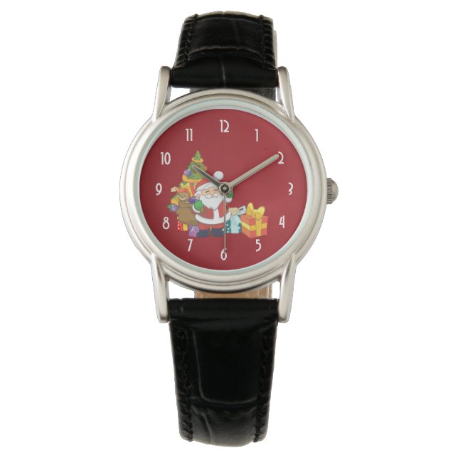 Montre Père Noël de Noël avec un sac de cadeaux (devant)