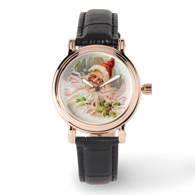 Montre Père Noël rose victorienne (Recto)