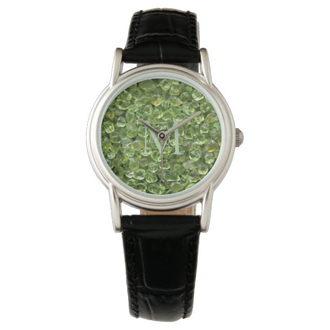 Montre Péridot Birthstone Monogramme Nom personnalisé (devant)