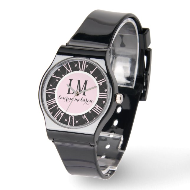 Montre Personalized Black & Pink Bow (Angle)