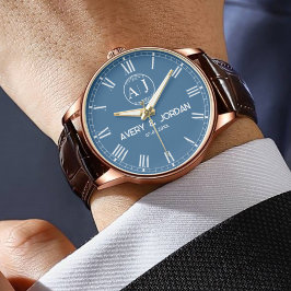 Montre Personalized Couple Names Initials Monogram Navy