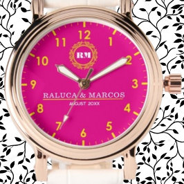 Montre Personalized couple names minimal monogram pink