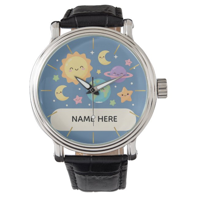 Montre Personalized Kids Watch with Name Cute Space Theme (devant)