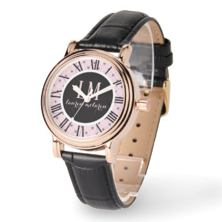 Montre Personalized Pink & Black Bow