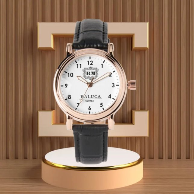 Montre Personalized White Minimal Crest custom name (Créateur téléchargé)