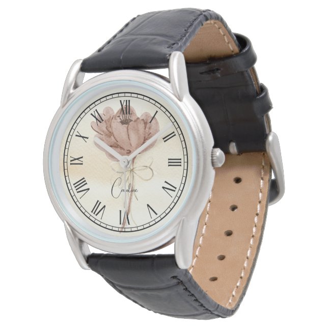 Montre Personnalisé beau arrière - plan de terre fleuri M (Incliné)