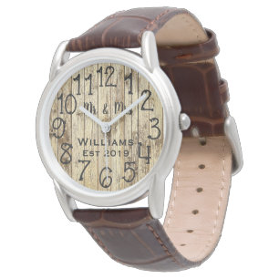 Montre Personnalisé Bois Brun Rustique Sur Mesure