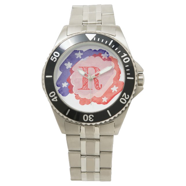 Montre Personnalisé Custom Initial USA Patriotique (devant)