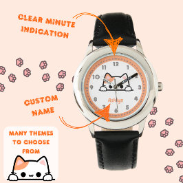 Montre Personnalisé Cute Orange Chat Enfants Apprendre À
