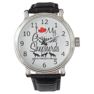 Montre Personnalisé J'Aime Mes Trois Bergers Allemands Re