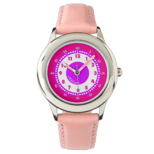 Montre Personnalisé Joli Rose & Purple Fille Temps Enseig