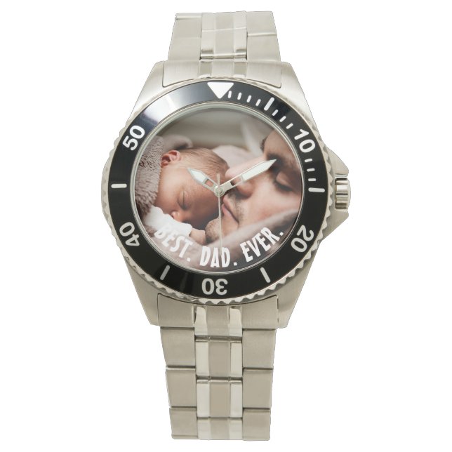 Montre Personnalisé Meilleur Papa Jamais, Photo (devant)