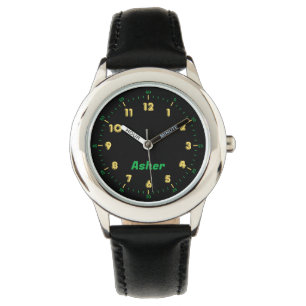 Montre Personnalisé Minimaliste Black Yellow Boys Apprent