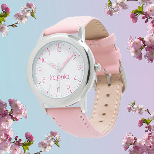 Montre Personnalisé Nom de la fille Rose Regarder les enf