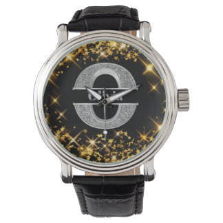 Montre Personnalisé O Monogramme initial d'argent Votre n