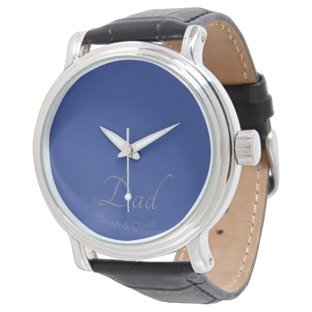 Montre Personnalisé "Papa" avec un texte en argent - Cade (Incliné)